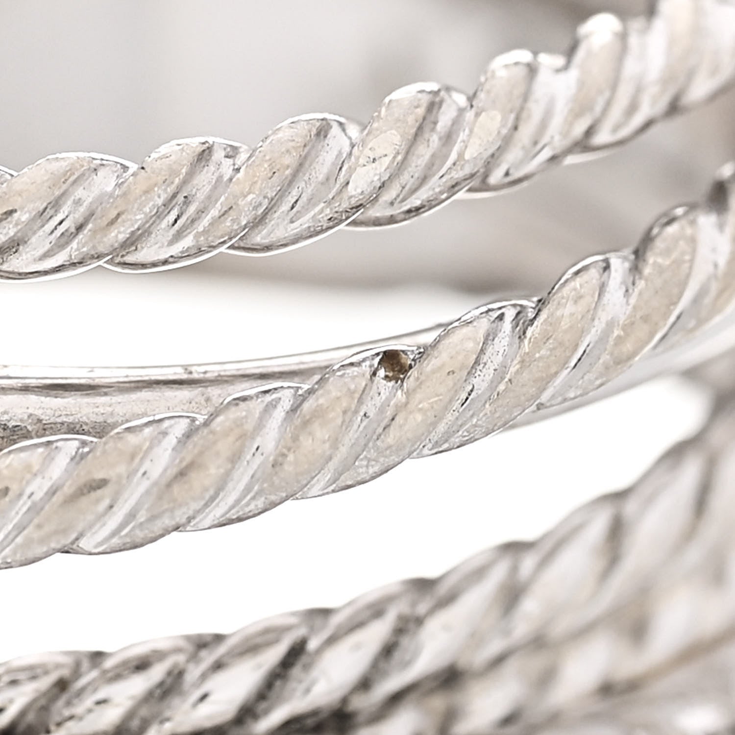 David Yurman Sterling Silver Diamond 12mm Wide Crossover Cable Ring 54 7 5 of 5