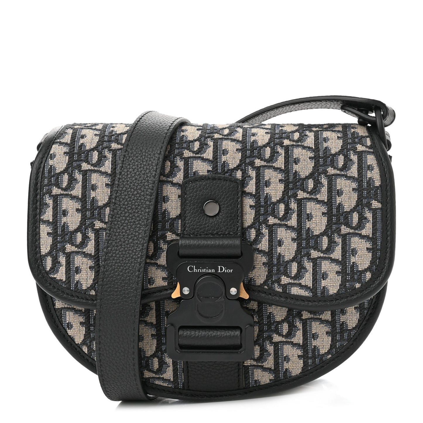 Oblique Grained Calfskin Mini Gallop Bag With Strap Black Beige