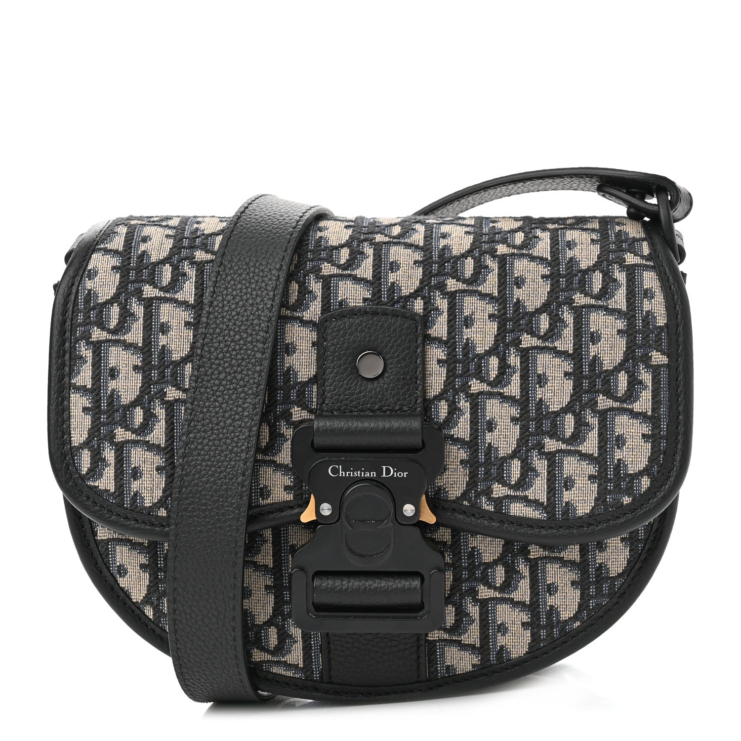 Christian Dior Oblique Grained Calfskin Mini Gallop Bag With Strap Black Beige 1 of 9