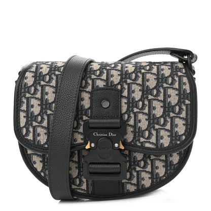 Christian Dior Oblique Grained Calfskin Mini Gallop Bag With Strap Black Beige 1 of 9