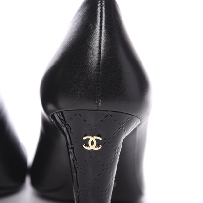 Chanel Lambskin Calfskin Patent Cap Toe CC Pumps 40.5 Black 12 of 12
