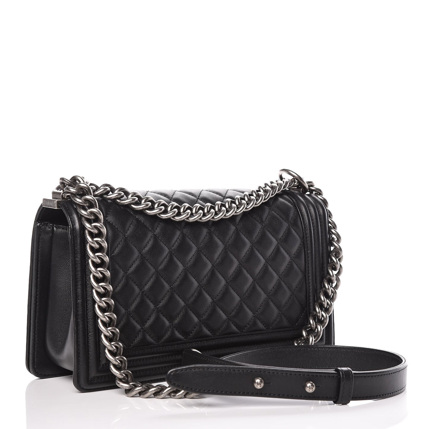 Calfskin Quilted Medium Boy Flap Black