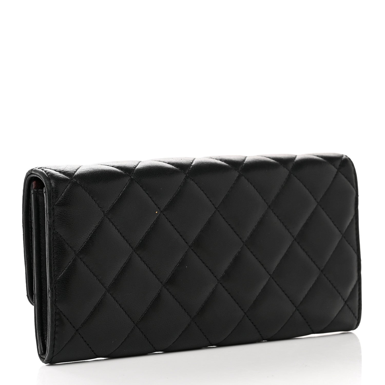 Chanel Lambskin Quilted Large Gusset Flap Wallet Black 3 of 8