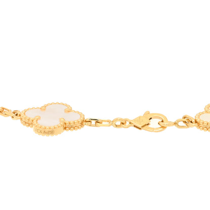 Van Cleef & Arpels 18K Yellow Gold Mother of Pearl 5 Motifs Vintage Alhambra Bracelet 4 of 4