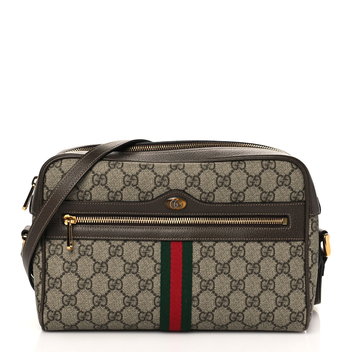 GG Supreme Monogram Web Small Ophidia Shoulder Bag Brown