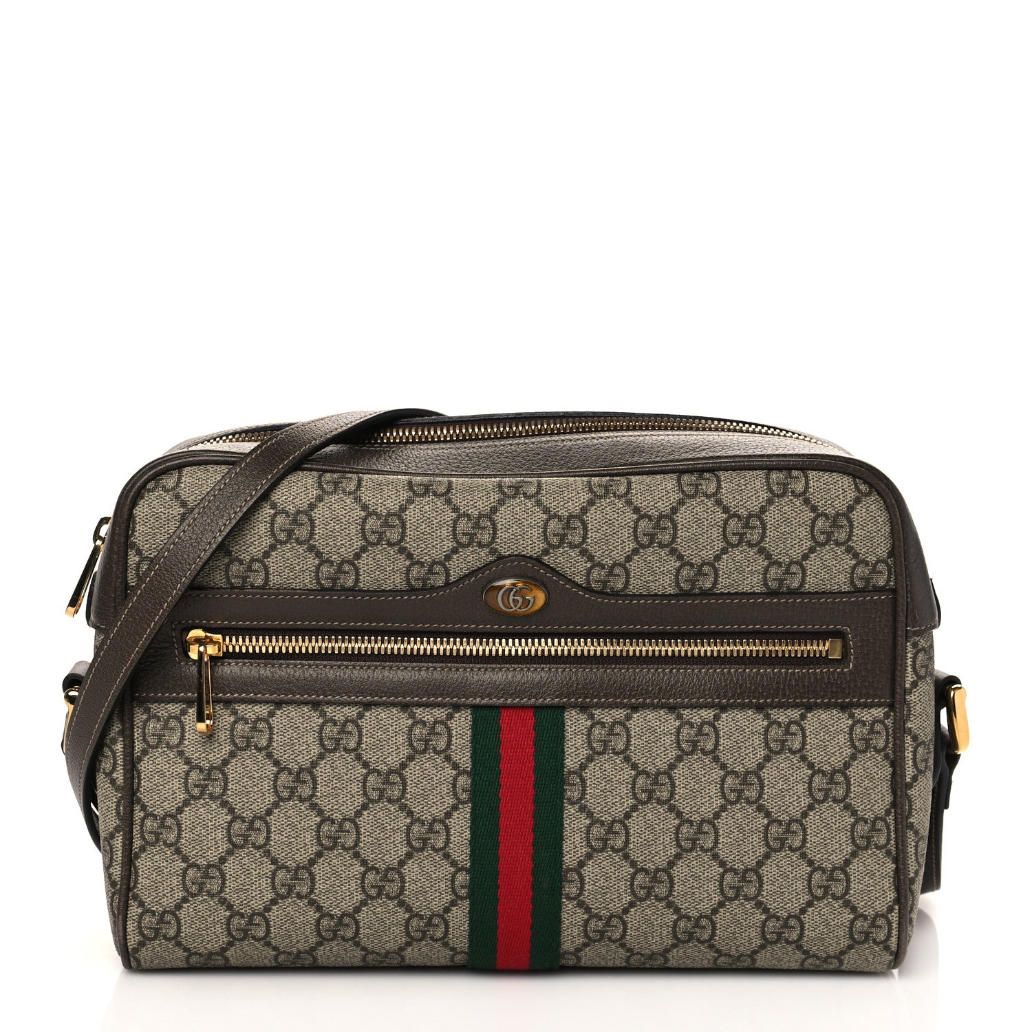 Gucci GG Supreme Monogram Web Small Ophidia Shoulder Bag Brown 1 of 11