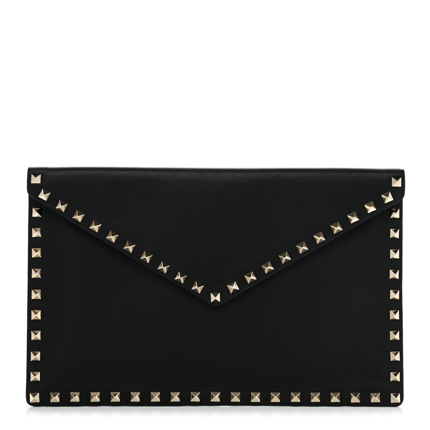 Vitello Large Rockstud Envelope Clutch Black