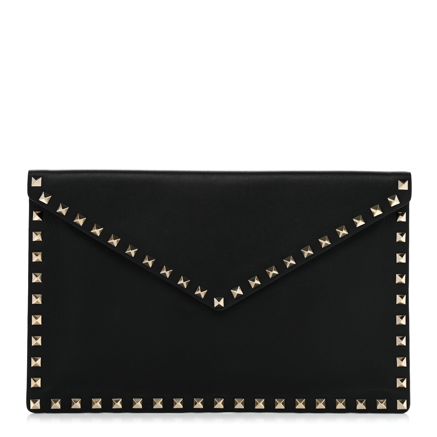 Valentino Garavani Vitello Large Rockstud Envelope Clutch Black 1 of 8