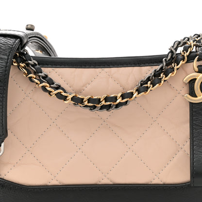 Chanel Aged Calfskin Quilted Small Gabrielle Hobo Beige Black 8 of 12