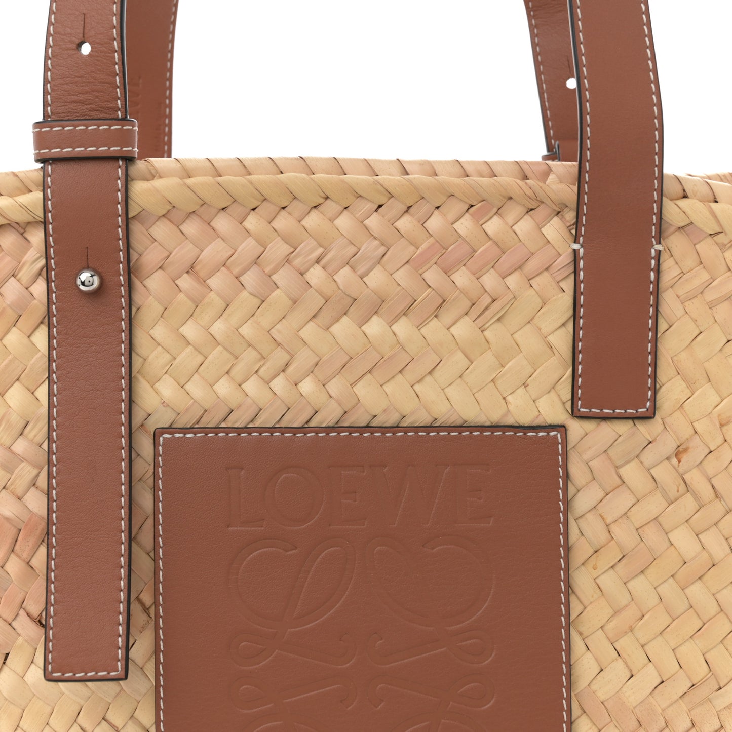 Raffia Medium Basket Tote Bag Natural Tan