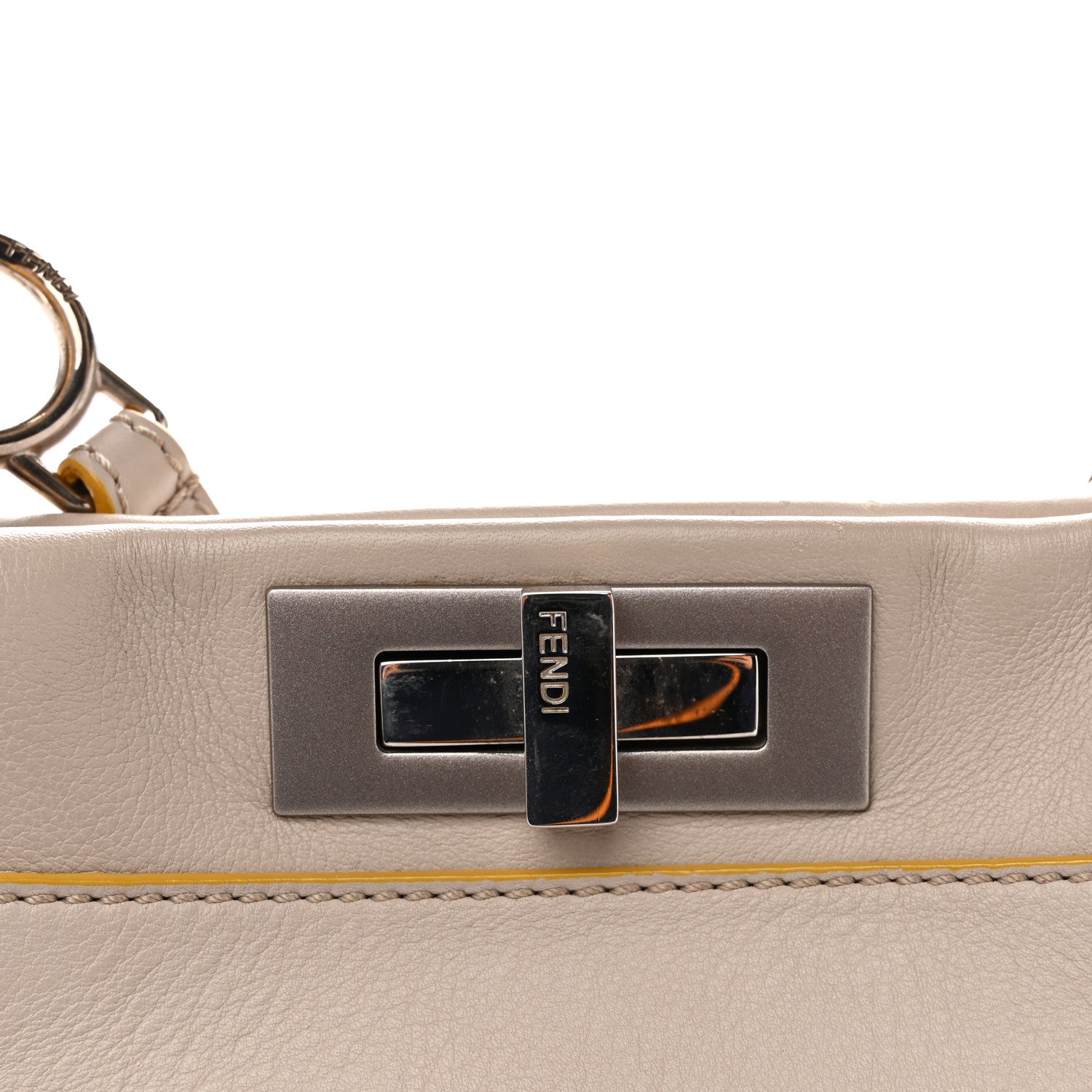 Fendi Vitello Seta Burro Medium Peekaboo Iconic Satchel Grigio