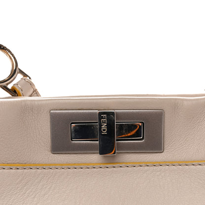 Fendi Vitello Seta Burro Medium Peekaboo Iconic Satchel Grigio Polvere Mattone 13 of 18