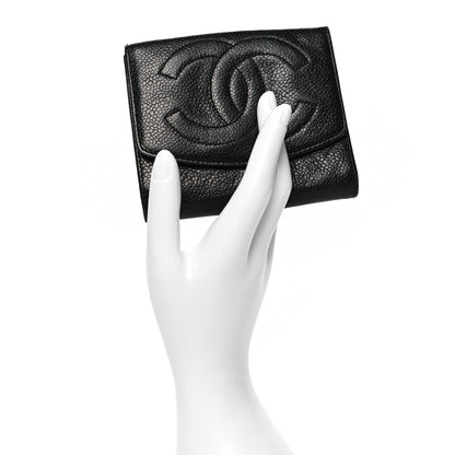 Chanel Caviar Timeless CC Compact French Wallet Black 2 of 13