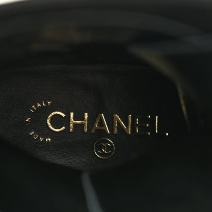 Chanel Lambskin Patent Calfskin Quilted CC Lace Up Combat Boots 37 Black 8 of 12