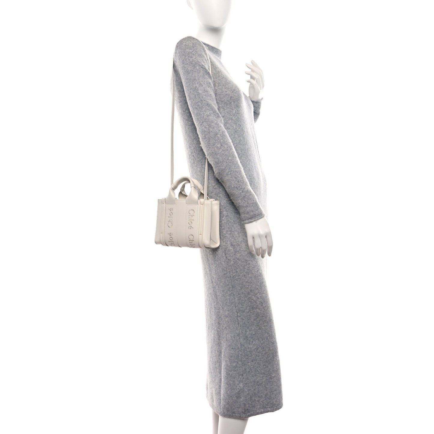 Calfskin Mini Woody Ribbon Tote White