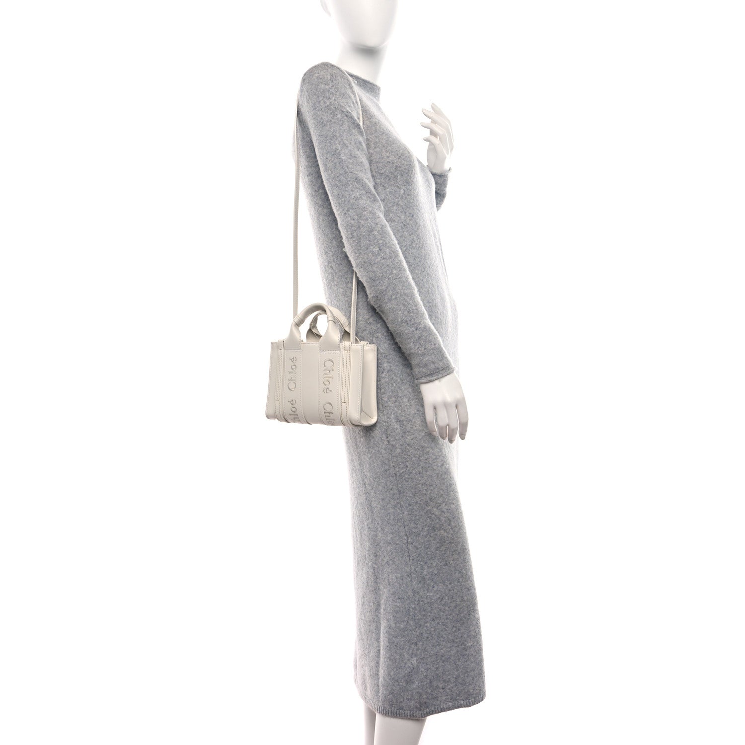 Chloe Calfskin Mini Woody Ribbon Tote White 2 of 11