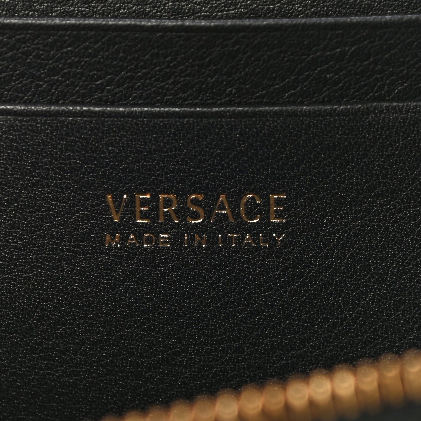 Calfskin Medusa Compact Zip Around Wallet Black