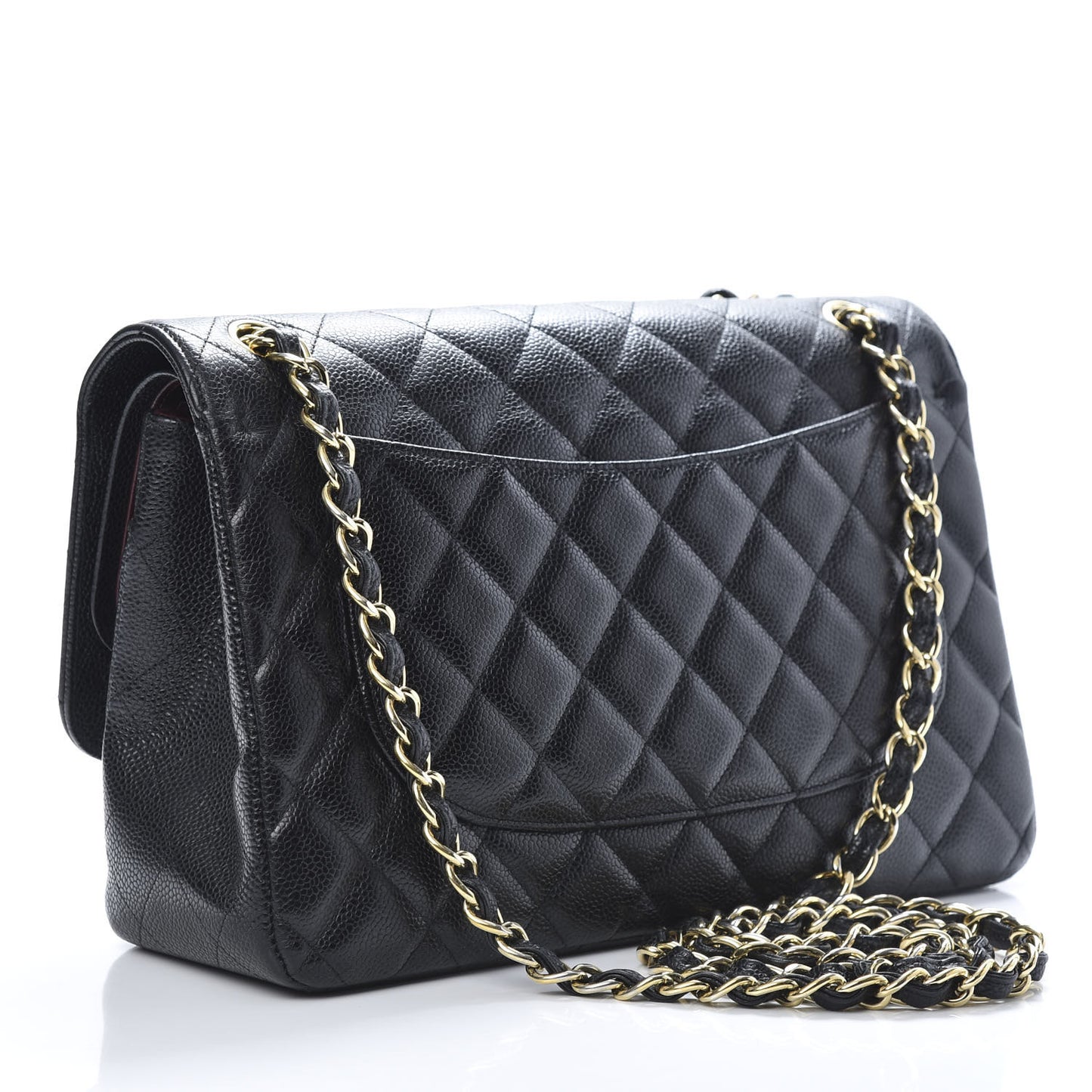 Caviar Quilted Jumbo Double Flap Black