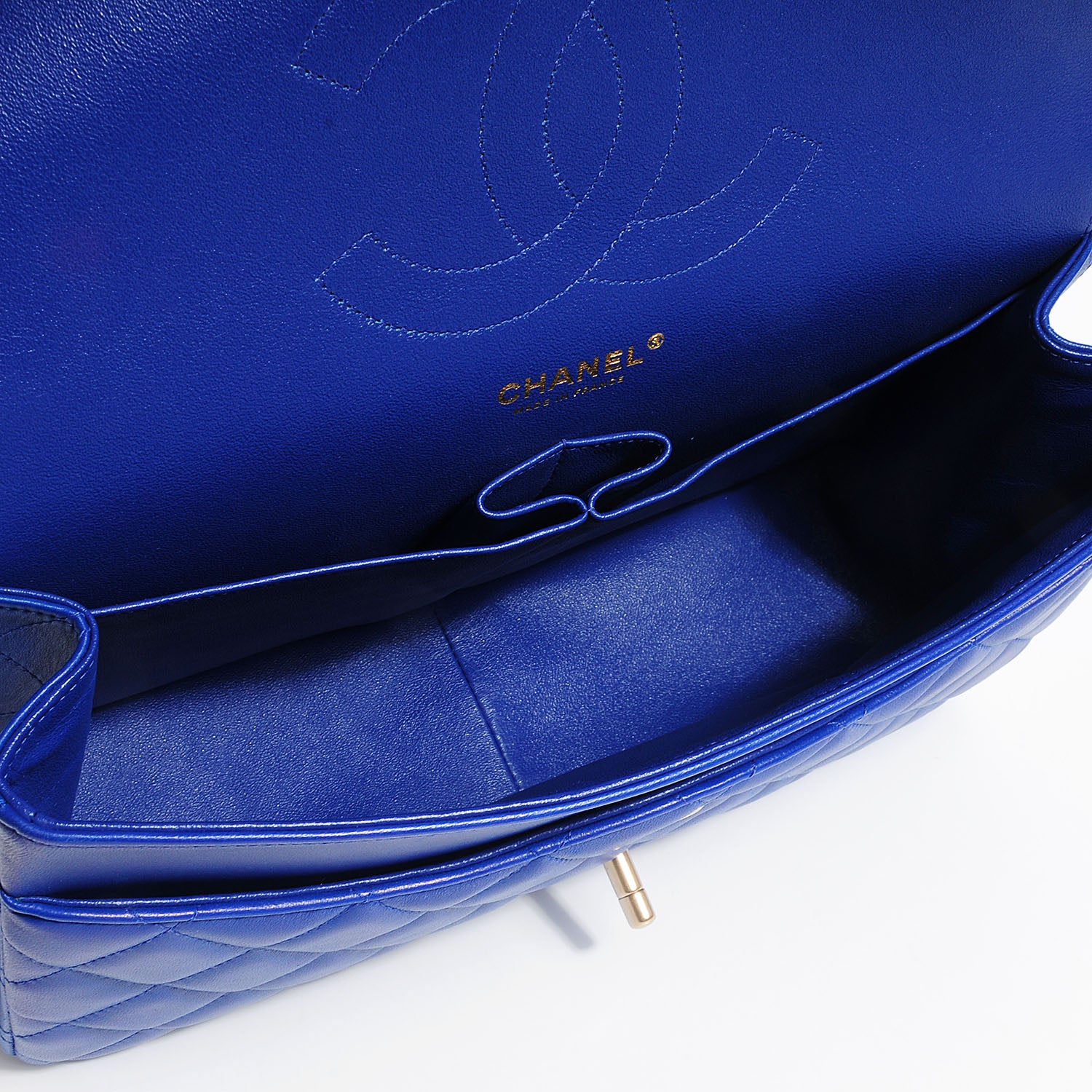 Chanel Lambskin Quilted Jumbo Double Flap Dark Blue 6 of 9