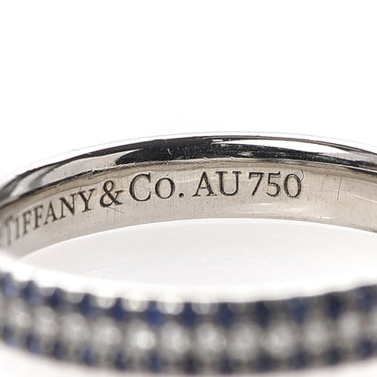 Tiffany 18K White Gold Diamond Blue Sapphire Embrace Ring 50 5.25 5 of 6