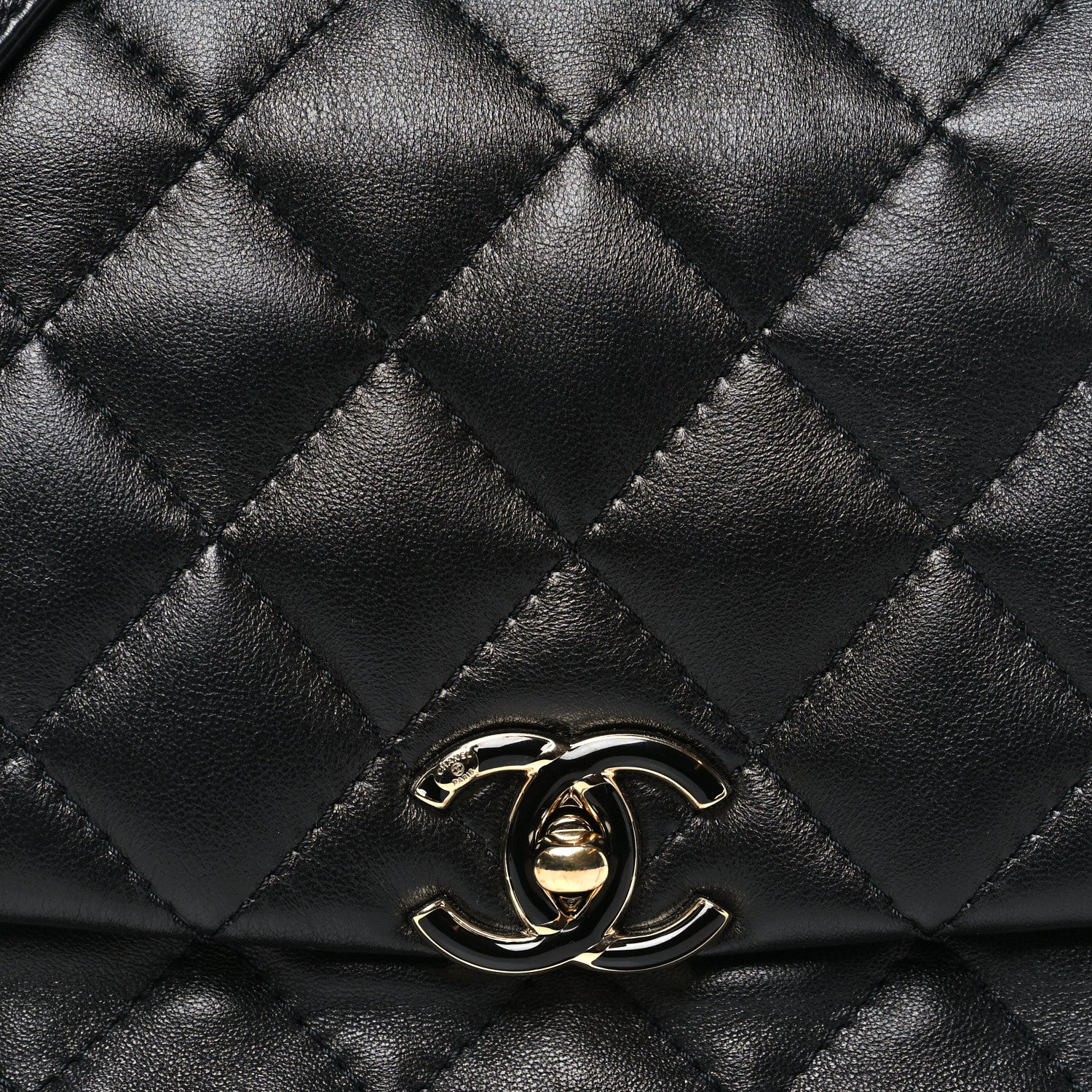 Chanel Lambskin Quilted Enamel CC Chain Frame Flap Black 8 of 10