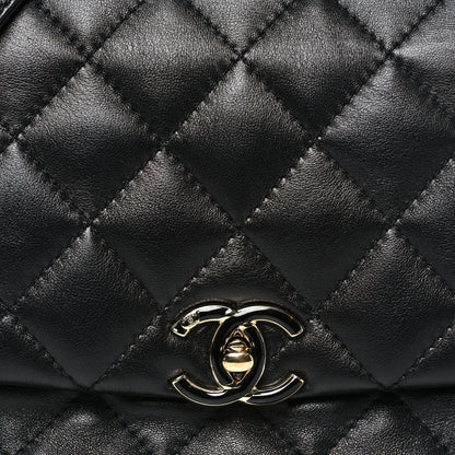 Chanel Lambskin Quilted Enamel CC Chain Frame Flap Black 8 of 10