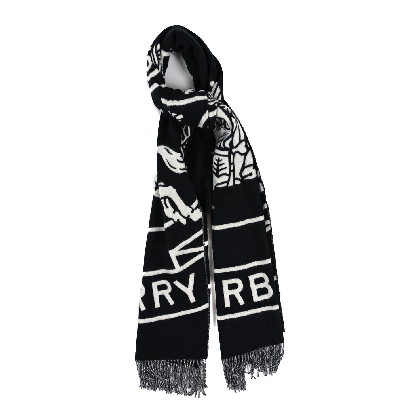 Cashmere Logo Scarf Black White