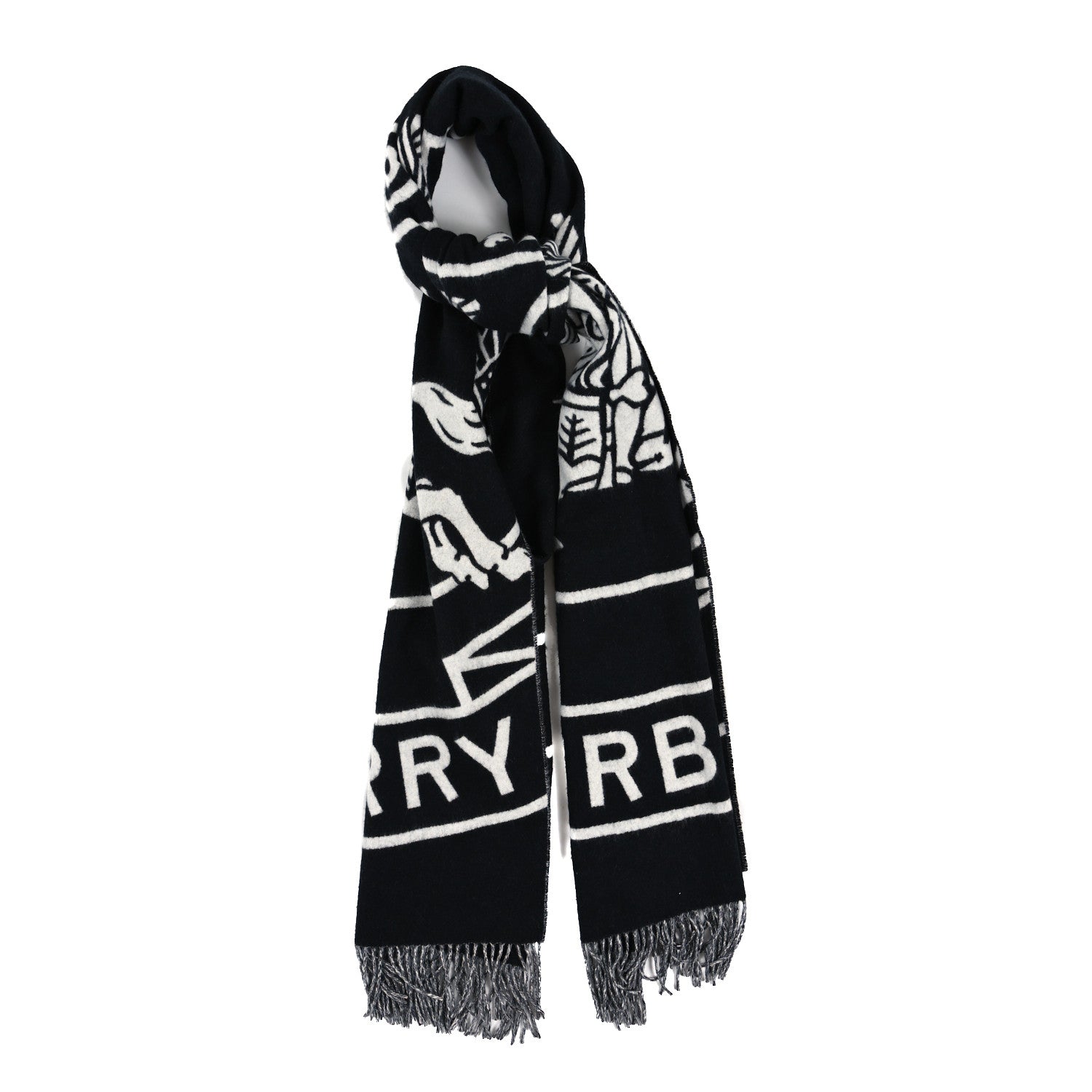 Burberry Cashmere Logo Scarf Black White 1 of 3