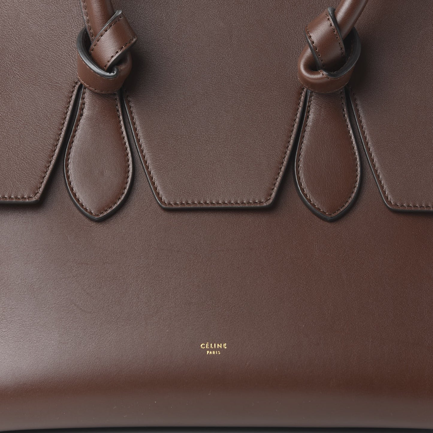 Natural Calfskin Small Tie Knot Tote Chocolate