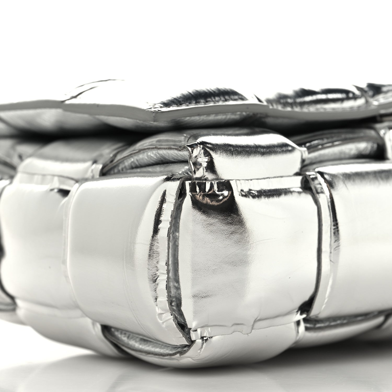 Bottega Veneta Metallic Lambskin Padded Cassette Crossbody Bag Silver 8 of 9