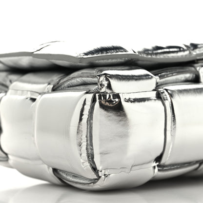 Bottega Veneta Metallic Lambskin Padded Cassette Crossbody Bag Silver 8 of 9