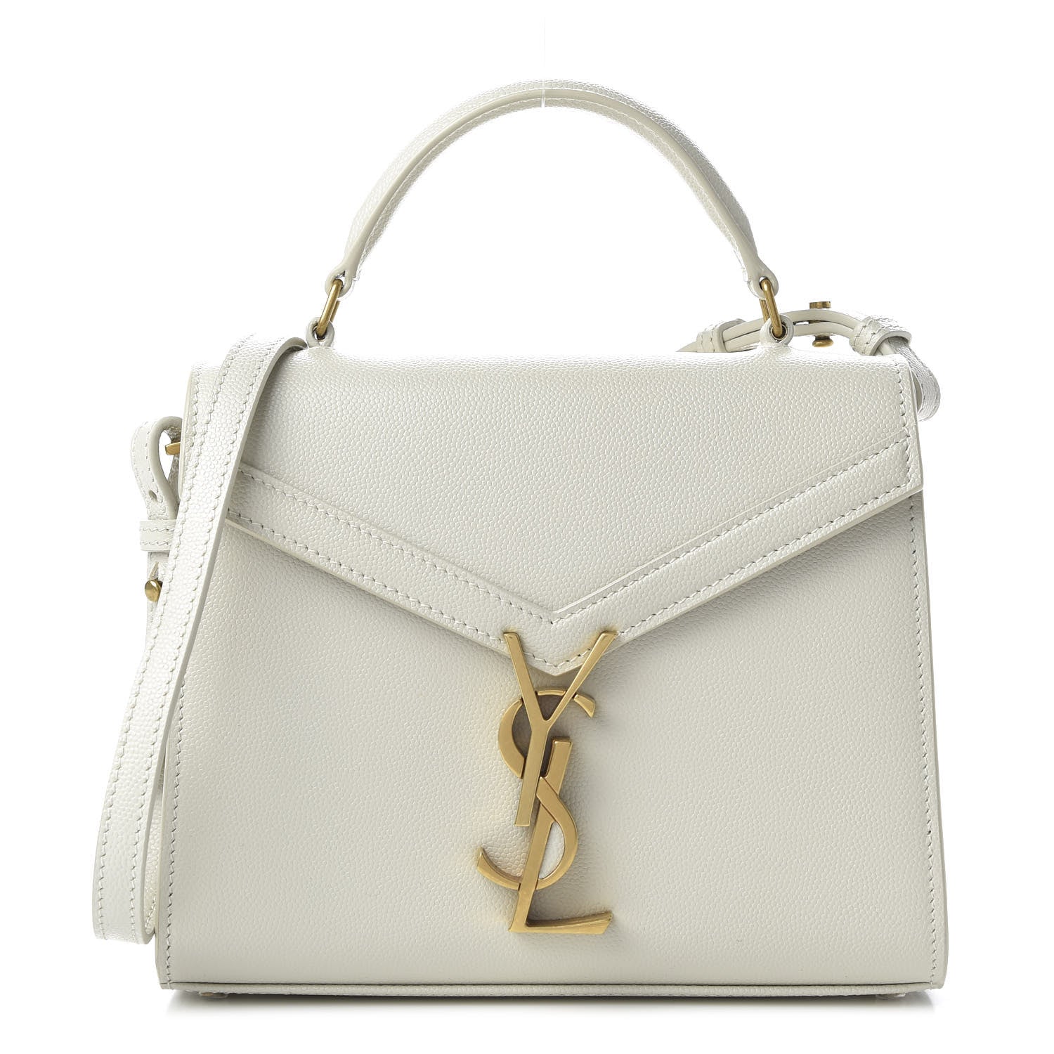 Saint Laurent Grain de Poudre Mini Classic Monogram Cassandra Top Handle Vintage White 1 of 9