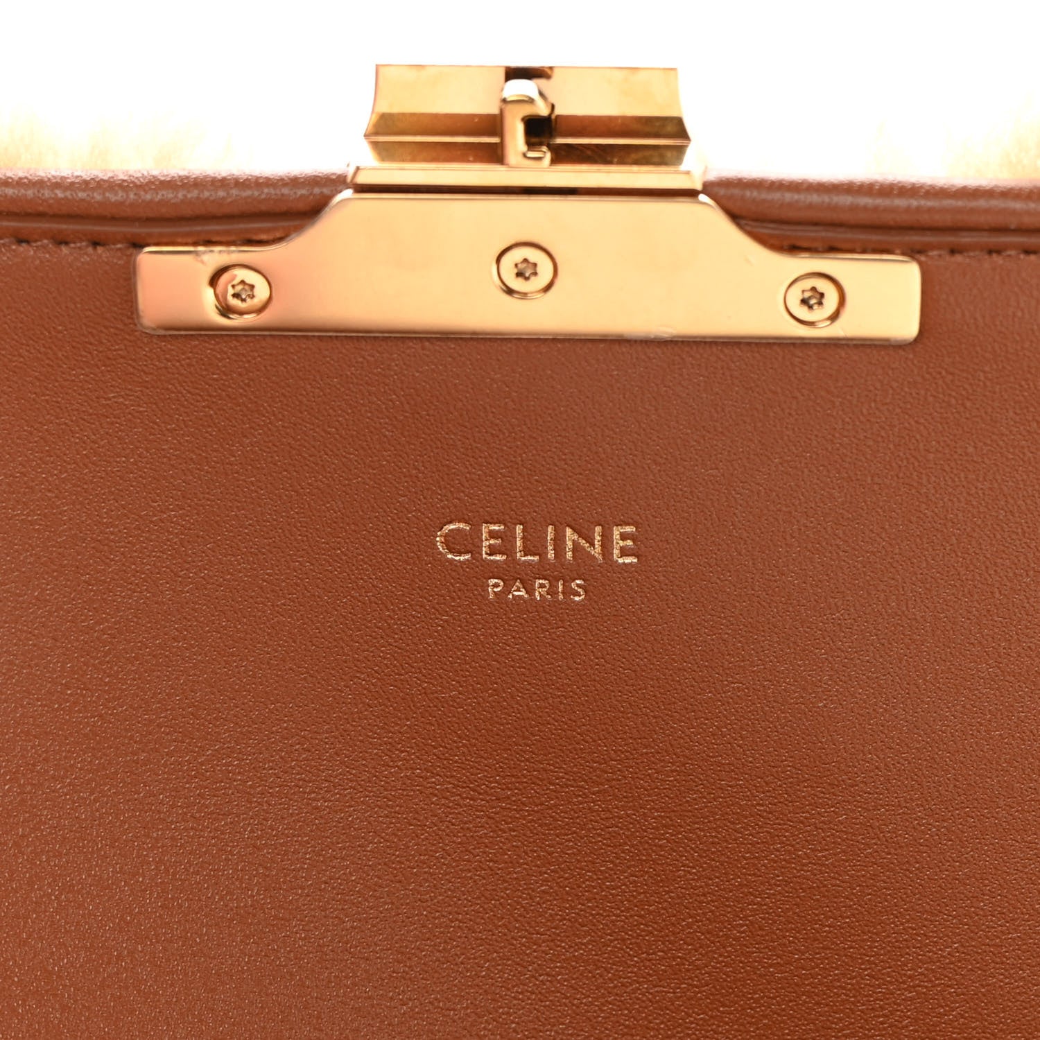Celine Calfskin Triomphe Fluffy Shearling Bag Beige 6 of 12
