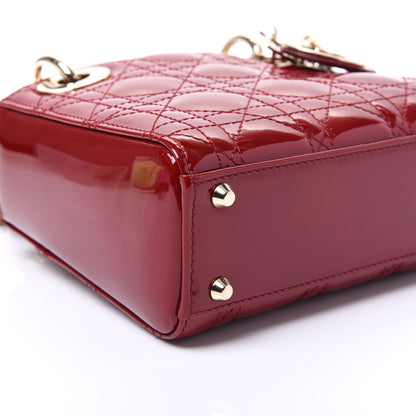 Christian Dior Patent Cannage Mini Lady Dior Red 5 of 9