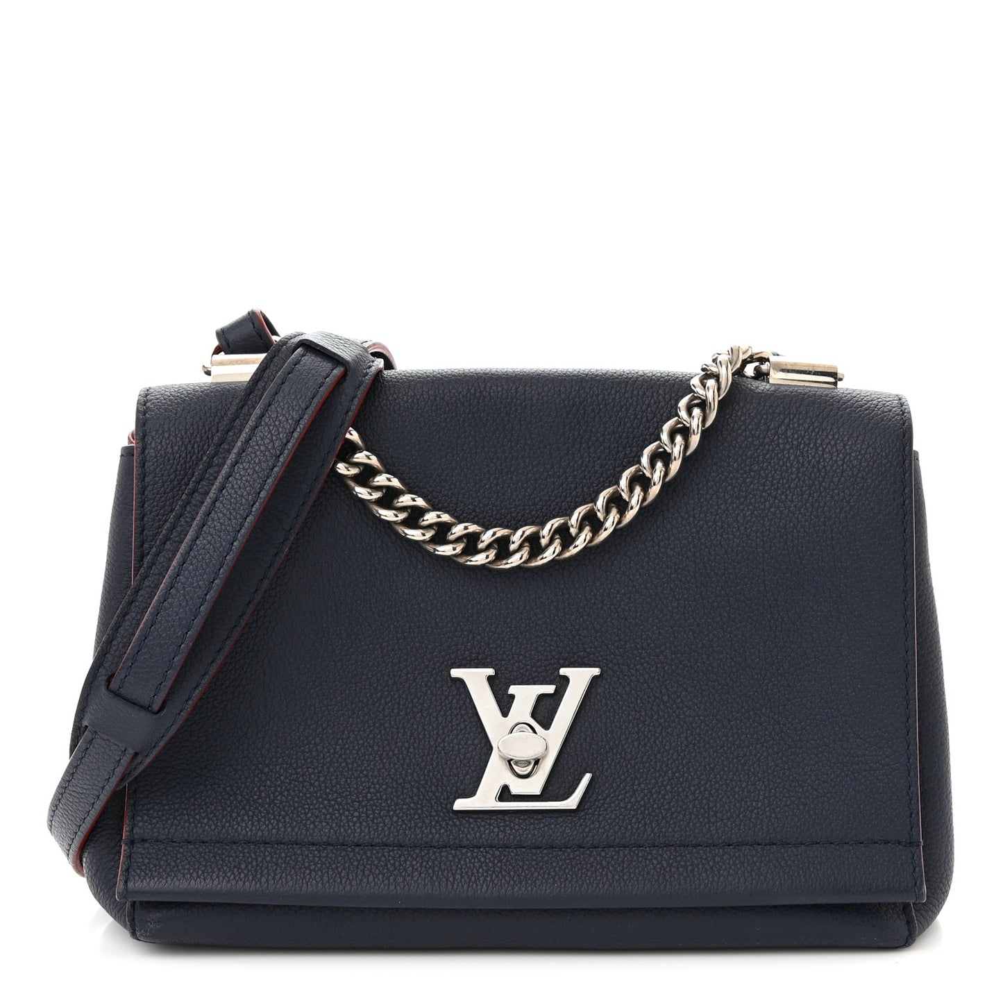 Calfskin Lockme II Chain Bag BB Marine Rouge