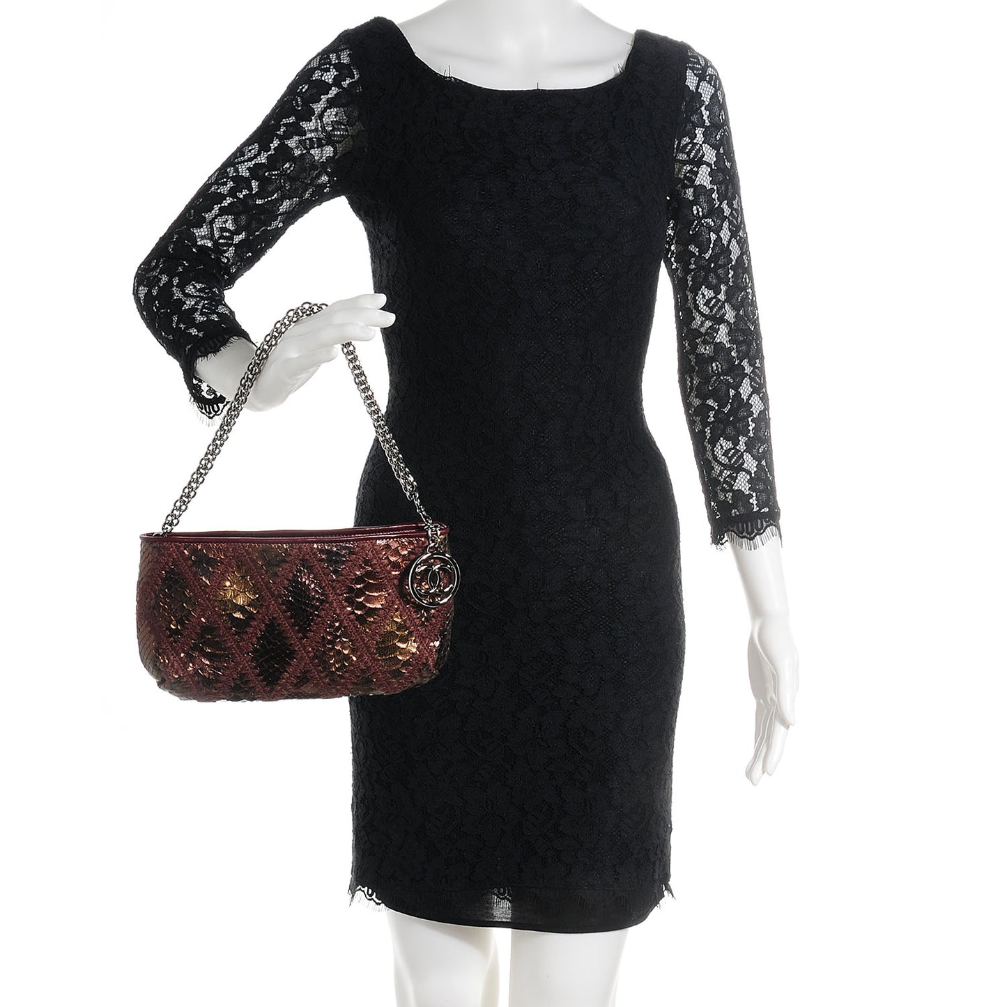 Python Crochet Soft and Chain Pochette Bronze