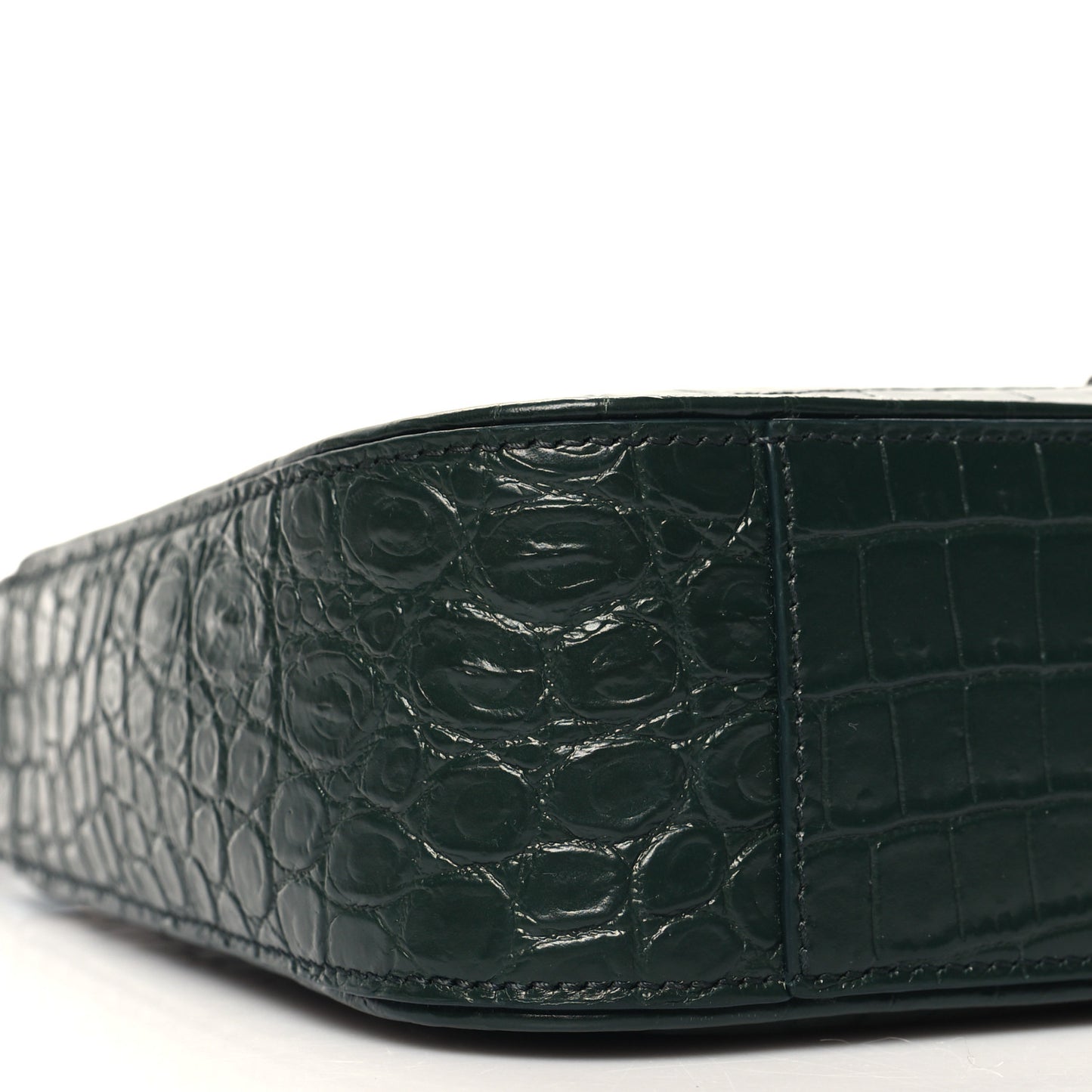 Calfskin Crocodile Embossed LE 5 A 7 Hobo Vert Fonce