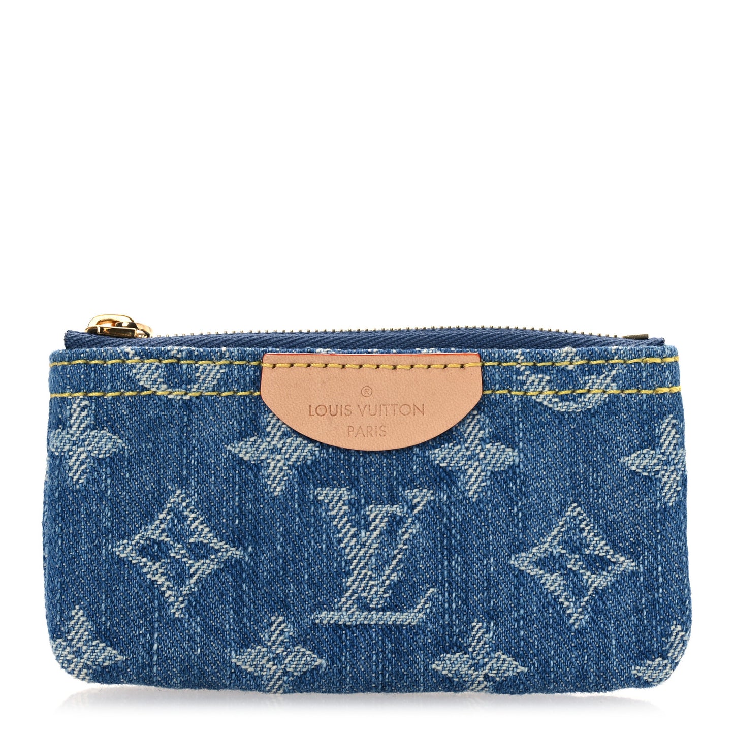 Monogram Denim Key Pouch Denim Blue