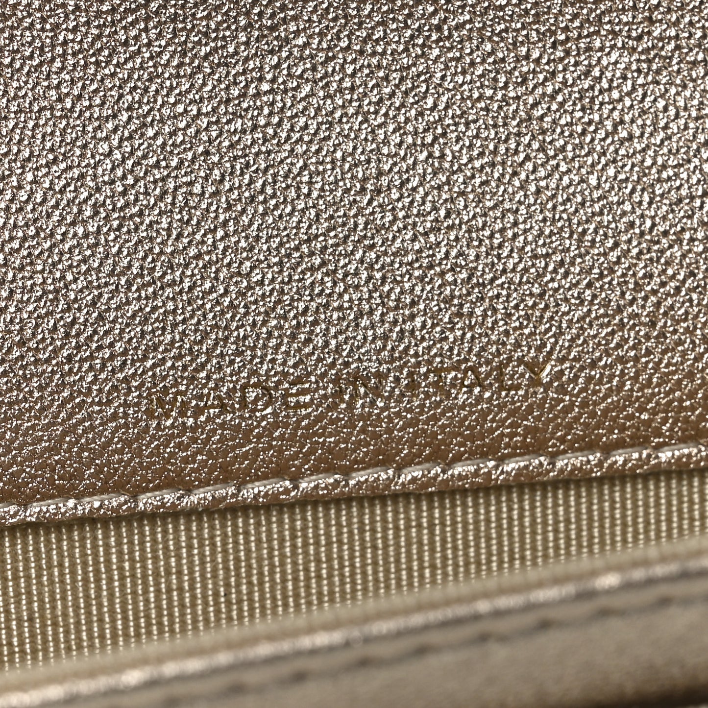 Metallic Lambskin Quilted Flap Card Holder Wallet Gold
