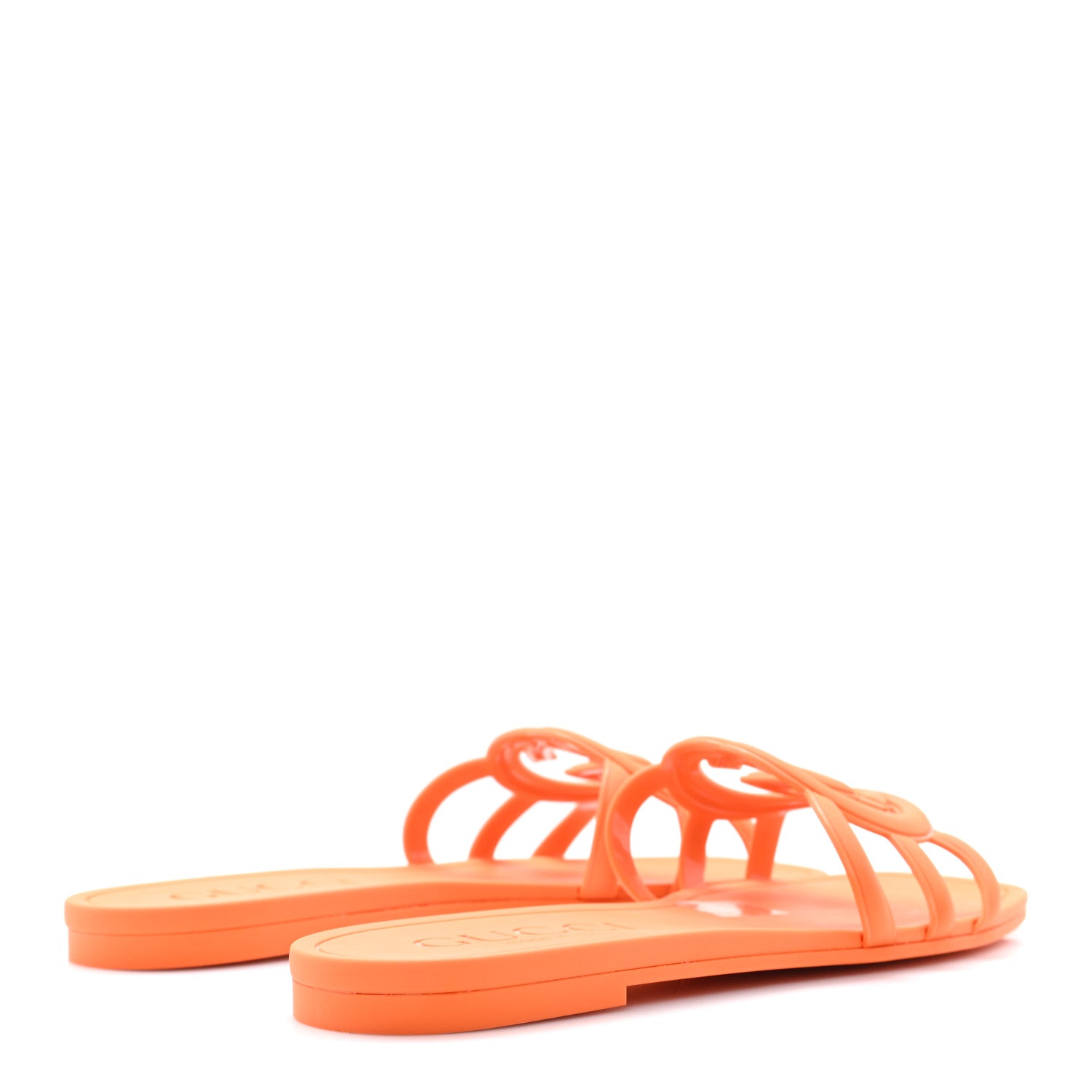 Gucci Rubber Interlocking G Womens Slide Sandals 38 Persimmon Orange 5 of 10