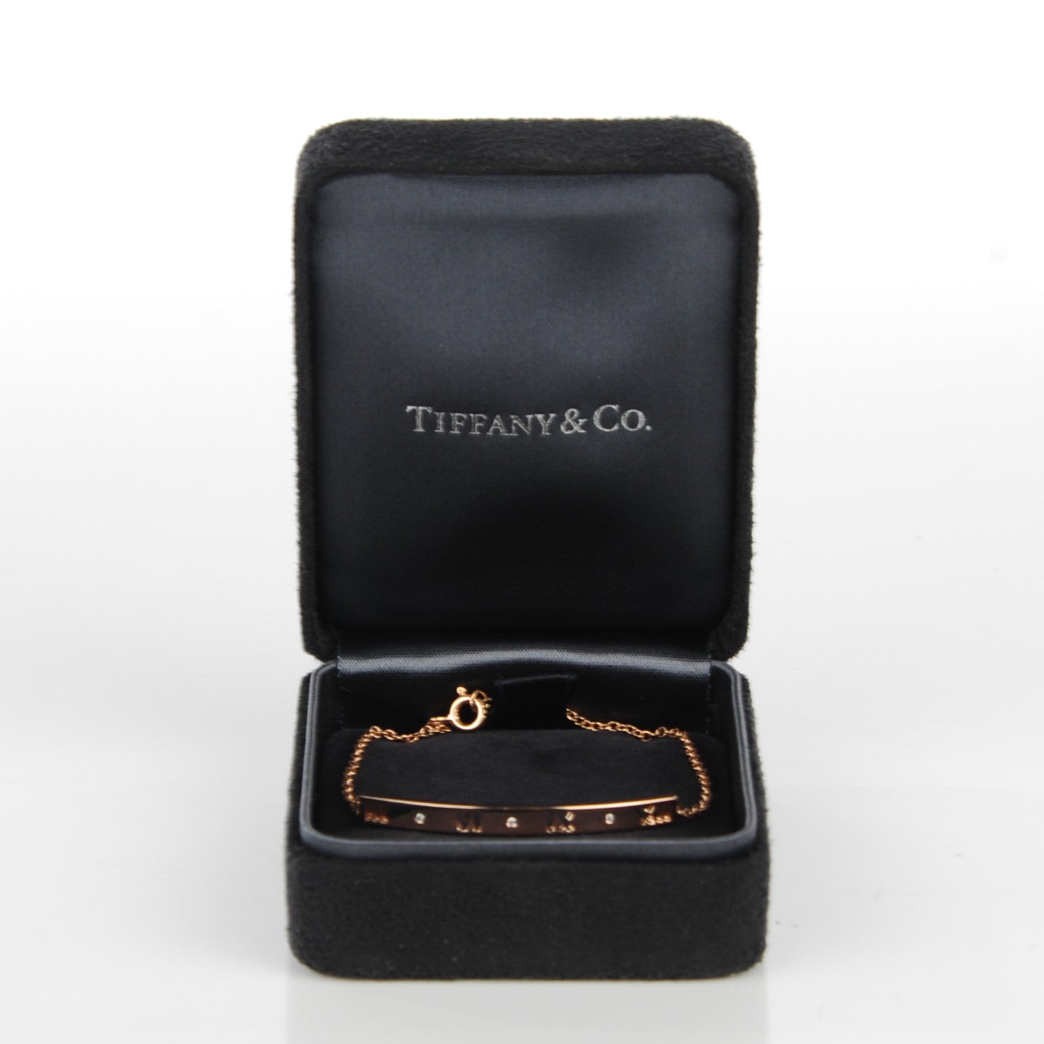 Tiffany 18K Rose Gold Diamond Atlas Bar Pierced Bracelet 6 of 6