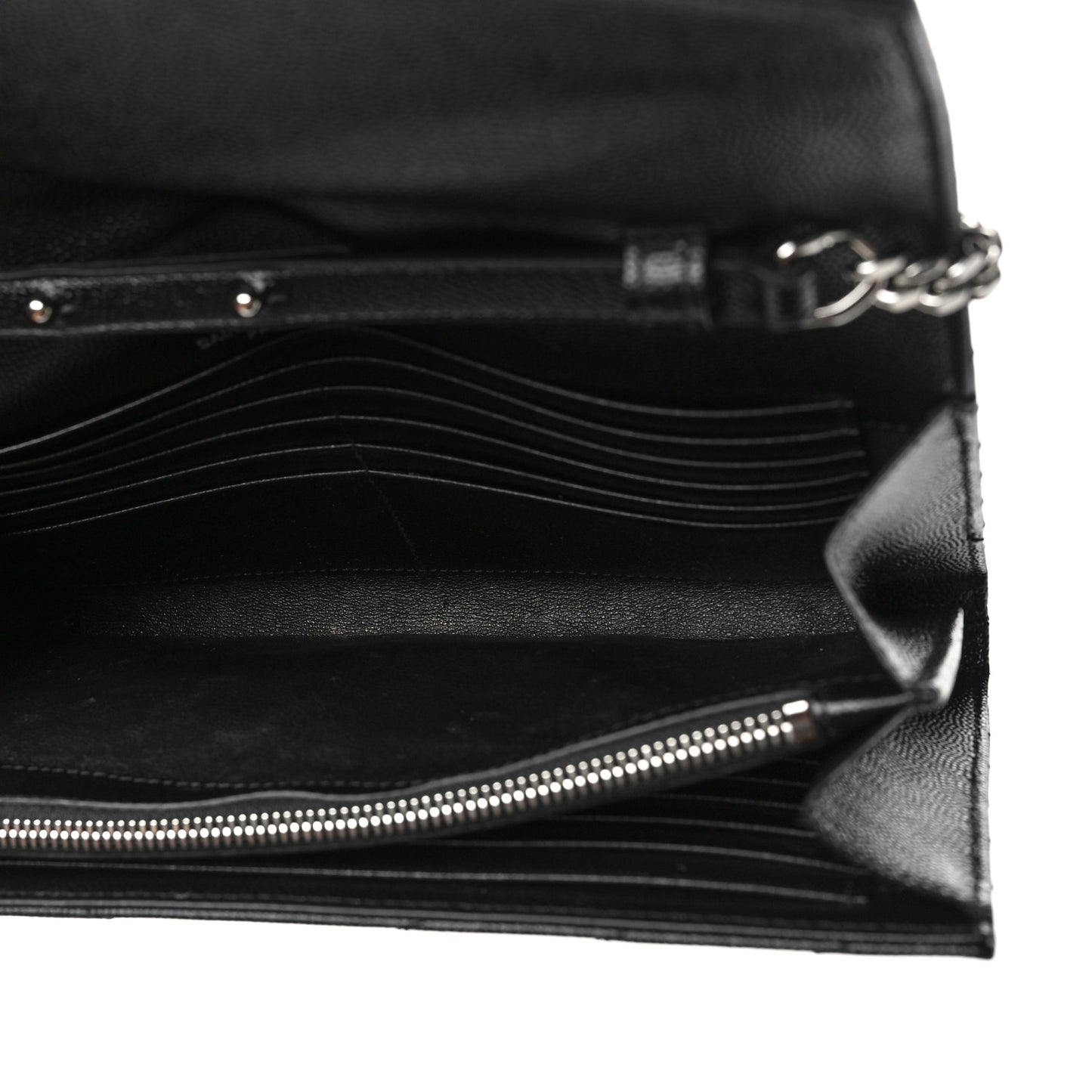 Grain De Poudre Matelasse Chevron Monogram Chain Wallet Black