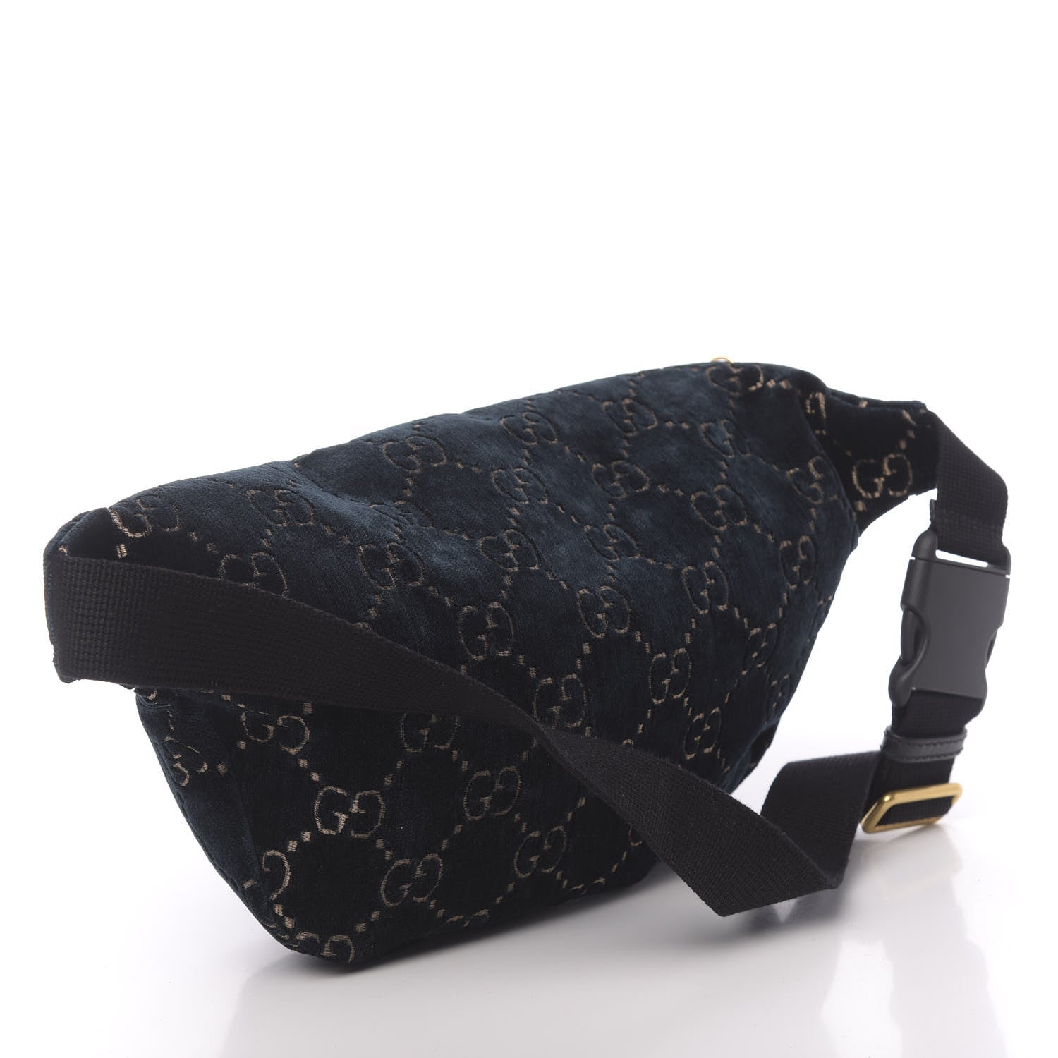 Gucci Velvet GG Monogram Web Belt Bag Blue Beige 3 of 10