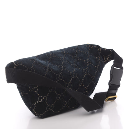 Gucci Velvet GG Monogram Web Belt Bag Blue Beige 3 of 10