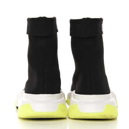 Balenciaga Neoprene Knit Womens Speed Cuffed Sneakers 35 Black White Yellow Fluo 6 of 9