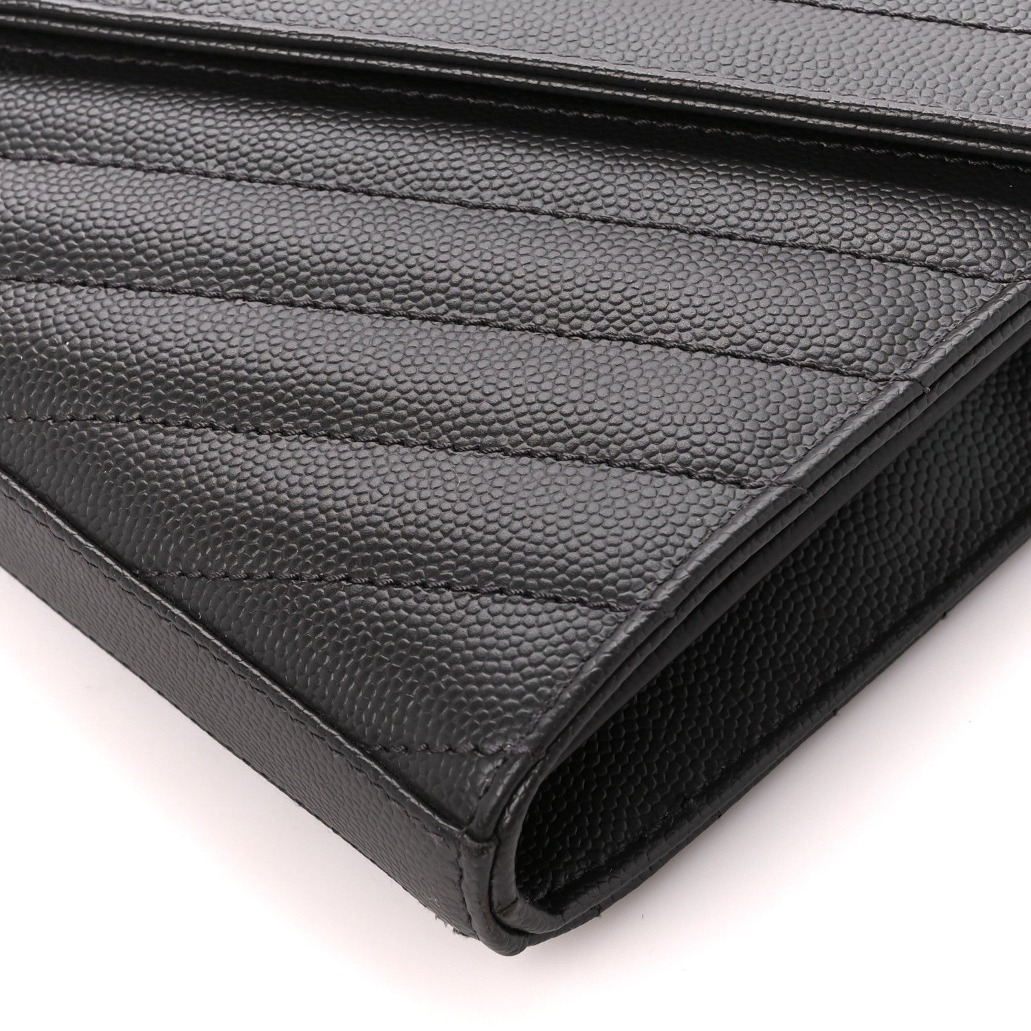 Saint Laurent Grain De Poudre Matelasse Chevron Monogram Chain Wallet Earth 10 of 10