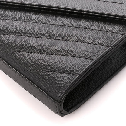 Saint Laurent Grain De Poudre Matelasse Chevron Monogram Chain Wallet Earth 10 of 10