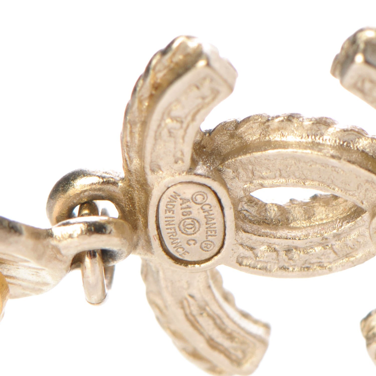 Chanel CC Camellia Pearl Drop Earrings Gold 4 of 6