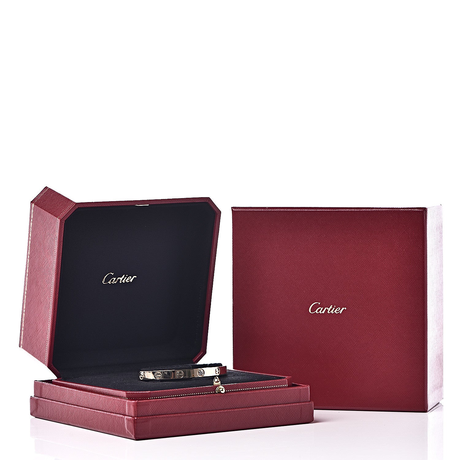 Cartier 18K Yellow Gold 1 Diamond LOVE Cuff Bracelet 17 5 of 5
