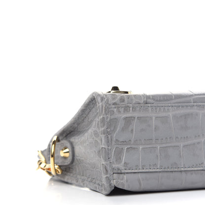 Balenciaga Calfskin Crocodile Embossed Gold Metallic Edge Hardware Mini City Haussmannien 5 of 10